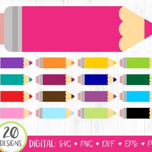 Potlood clipart, kleurpotloden clipart, schoolbenodigdheden clipart, label, afdrukbaar, commercieel gebruik, pastel, dxf eps png silhouet of Cricut