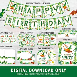 Dinosaur Birthday Decorations, Dinosaur Party Decor, Dinosaur Party Package, Dinosaur Theme, Dinosaur Banner, Sign, Trex Printable, DIGITAL