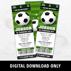 Soccer Ticket Invite, Soccer Invitation, Soccer Birthday Party Invite, Sports invite Football, boys ticket, Party Supplies Printable DIGITAL