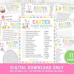 Easter Games Bundle Printable, Easter Activities, Easter Party Games, Easter Games for Kids, Adults, Virtual Easter Party Games, DIGITAL