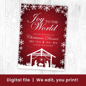 Religious Christmas Invitation, Religious Nativity Invite, Joy to the World Invitation, Jesus, Christmas Church Pary Invite, DIGITAL