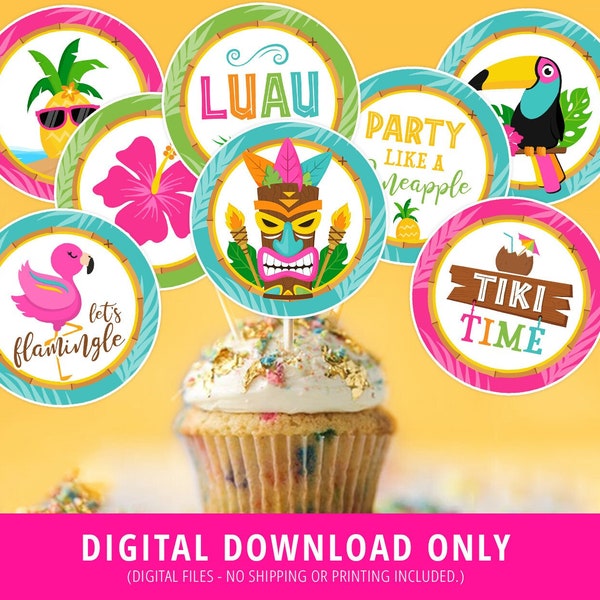 Luau Cupcake Toppers Etsy