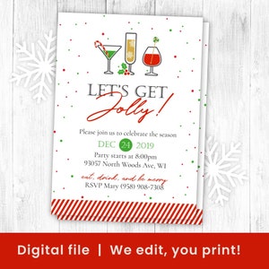 Christmas cocktail party invitation, Christmas Drink Invitation, Holiday Party Invite, Adult Christmas, Christmas Drinks, Alcohol, DIGITAL