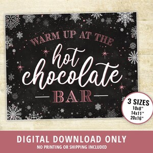 Hot Chocolate Bar Sign, Hot Chocolate Party, Rose Gold Hot Chocolate Bar Sign, Pink, Feminine, Printable Sign, Hot Cocoa Chalkboard, DIGITAL