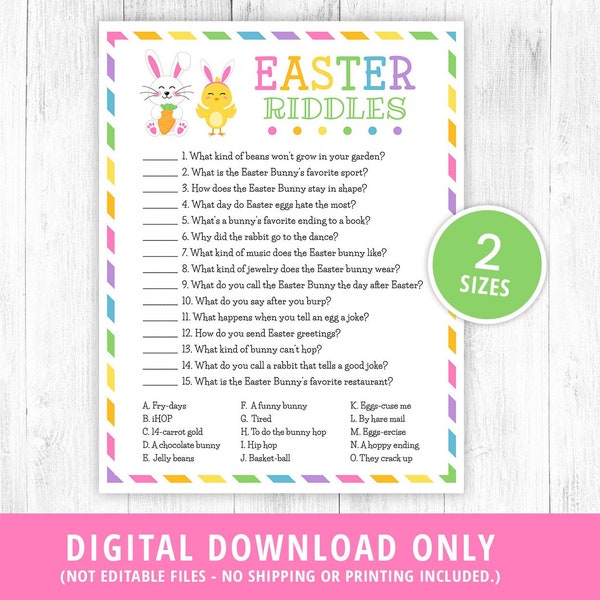 Easter Riddles Game, Printable Easter Game, Easter Activity, Easter Party Game, Kids & Adults, Family, Classroom, DIGITAL