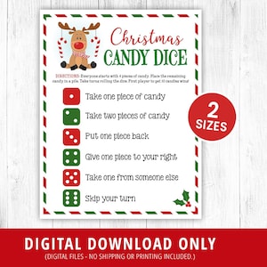 Christmas Candy Dice Game, Christmas Party Games for Kids, Printable Christmas Party Game, Fun Activity, Classroom Game, Dice Game, DIGITAL