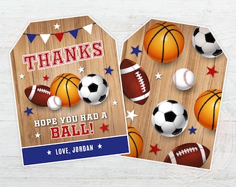 Printable Sports Party Tags Hope You Had a Ball Tags Sports - Etsy