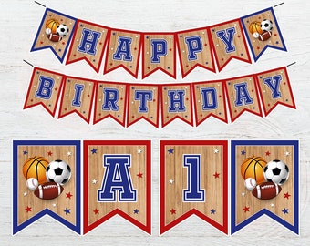 Sports Themed Happy Birthday Letter Banner