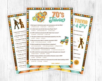 70s Trivia Games Printable, 70s Trivia Game, 70s TV Trivia, 70s Music Trivia Quiz, 70s Activities, 70s Party Games, 1970s Decade, DIGITAL