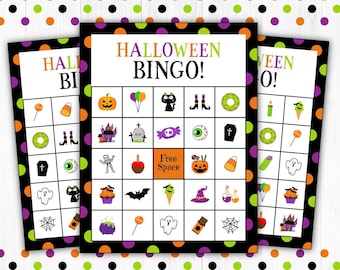 Halloween Bingo, Halloween Games, Halloween Bingo Printable, Halloween Family Games, Halloween Activities for Kids DIGITAL