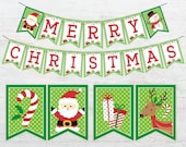 Christmas Banner, Christmas Birthday Banner, Party, Holiday Kids Birthday, Christmas Party, Santa Bunting Banner, Christmas Decor, DIGITAL