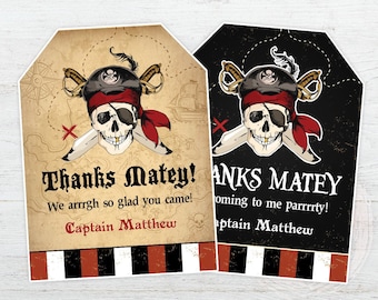 Pirate Thank You Tags, Pirate Birthday Favor Gift Tags, Pirate Party Birthday, Pirate Skull Ship Tag, Printable Tags, Pirate Party, DIGITAL