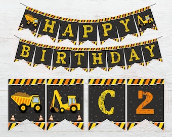 Banner de cumpleaños de construcción, Banner de construcción, Decoración para fiesta de cumpleaños de construcción, Fiesta de construcción, Banner de feliz cumpleaños, DIGITAL