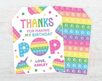 Pop It Thank You Tags, Pop It Favor Tags, Pop It Birthday Tags, Pop It Birthday Party, Fidget Party Favor, Printable Tags, Pop, DIGITAL