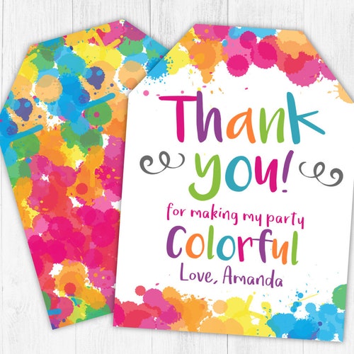 Editable Art Party Thank You Tags / Art Party Tags / Favor Etsy