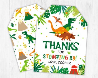 Thanks for Stomping By Navy T-Rex Party Favor Tags Set of 20 Thanks for Stomping By Navy T-Rex Party Favor Tags Set of 20