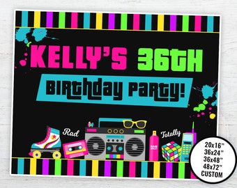 80s Backdrop, 80s Banner, 80s Yard Sign, 80s Birthday Party, 80s Neon Retro, 80s Party Backdrop, 80s Decor, Printable Backdrop, DIGITAL