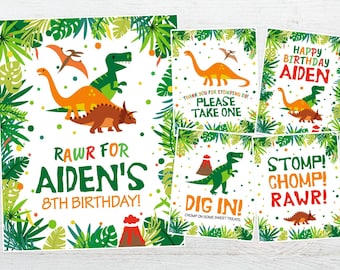 Dinosaur Party Signs, Dinosaur Birthday Decorations, Welcome Sign, Dinosaur Party Supplies, T-rex, Dinosaur Birthday, Printable, DIGITAL
