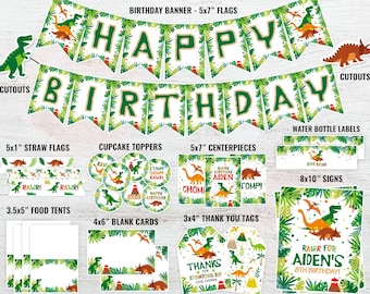 Dinosaur Birthday Decorations, Dinosaur Party Decor, Dinosaur Party Package, Dinosaur Theme, Dinosaur Banner, Sign, Trex Printable, DIGITAL