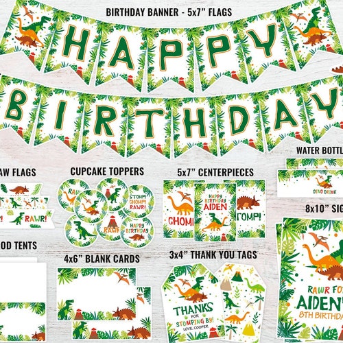Dinosaur Party Decoration Package. Printable Dinosaur Birthday - Etsy