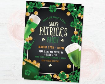 St Patrick's Day Invitation, St. Patrick's Day Flyer, Printable St. Patrick's Day Invitation, Irish Invite, Green Beer Invite, DIGITAL