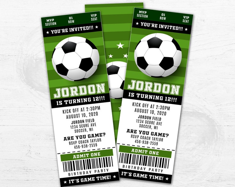 Soccer Ticket Invite, Soccer Invitation, Soccer Birthday Party Invite, Sports invite Football, boys ticket, Party Supplies Printable DIGITAL