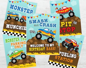 Monster Truck Party Signs, Monster Truck Birthday Party Decor, Monster Trucks, Monster Truck Party Supplies, Birthday Party Boy DIGITAL