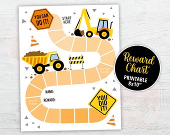 Printable Construction Reward Chart, Construction Reward Chart Kids, Construction Behavior Chart, Reward Chart, Boy, Motivational, DIGITAL