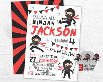 Ninja Invitation Etsy