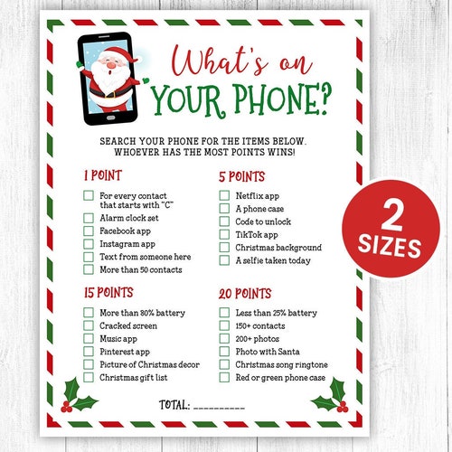 Printable Christmas Game Whats on Your Phone Christmas Party - Etsy