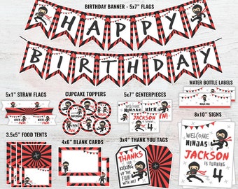Ninja Birthday Party Package, Ninja Birthday Decor, Ninja Party, Ninja Party Printables, Ninjas, Martial Arts Party, Boys, Karate, DIGITAL