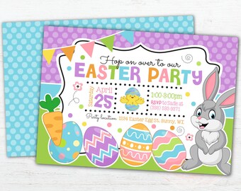 Ostereinladung, Osterhasen-Einladung Kinder, Ostereiersuche, Frühlings-Geburtstagsfeier, Ostern einladen Osterfest-Einladung DIGITAL