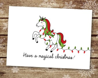Download Unicorn Holiday Card Etsy