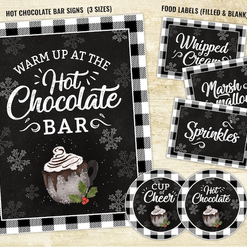 Hot Chocolate Bar Printable Kit Hot Chocolate Party Hot - Etsy
