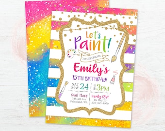 Art Painting Birthday Party Invitation, Painting Party Invite, Art Invite, Paint Party Birthday theme. Girl Birthday Invite Painting DIGITAL