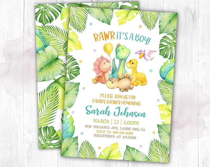 Boy Dinosaur Baby Shower Invitation Its A Boy Baby Shower Invitation Dinosaur Invite Baby Dinosaur Dino Baby Shower Invite