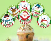 Christmas Cupcake Toppers, Christmas Party, Kids, Printable Christmas Cupcake Toppers, Christmas Party Toppers, Snowmen, Reindeer, DIGITAL