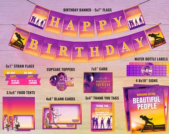 Bohemian Rhapsody Birthday Decor, Queen Movie Party Decor, Queen Movie Party Supplies , Queen Band Decorations , Freddie Mercury , DIGITAL