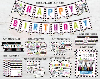 Party Animals Party Package, Party Animals Birthday Decor, Party Printables, Wild One Decor, Zoo Birthday Decor, Safari, Colorful, DIGITAL