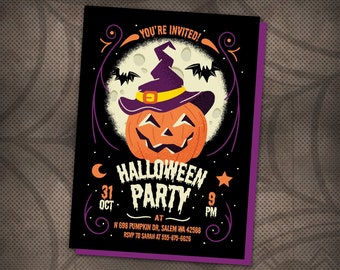 Halloween Party Invitation, Halloween Birthday Invitation, Kids Pumpkin Invite, Halloween Invitation, Halloween Pumpkin Invite, DIGITAL