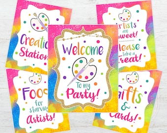 Art Painting Party Signs, Paint Signs, Art Welcome Sign, Art Birthday Decor, Paint Party Birthday, Painting Decoration, Art Birthday DIGITAL