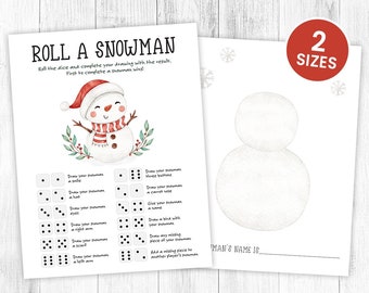Christmas Roll A Snowman Dice Game, Printable Christmas Dice Game, Family Christmas Activity, Kids Holiday Dice Fun, Christmas Game, DIGITAL