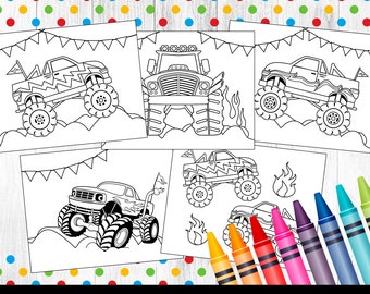 monster truck crushing car coloring pages