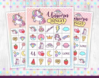 unicorn bingo etsy