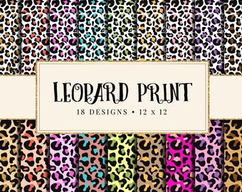 Leopard, Cheetah Print Seamless Digital Paper, Set of 18 Animal Print Backgrounds, Cheetah Pattern, Leopard Skin, Scrapbook Paper, Printable