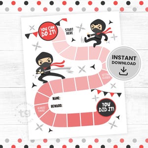 Utskrivbar Ninja-belöningstabell, Ninja-belöningstabell för barn, Ninja-beteendetabell, Belöningstabell, Pojke, Ninja, Motiverande, DIGITAL