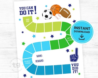 Sport Belohnungskarte für Jungen druckbar, Sport Chore Chart Kinder, Verhaltenskarte, Töpfchen Training, Football, Baseball, Fußball, motivierend