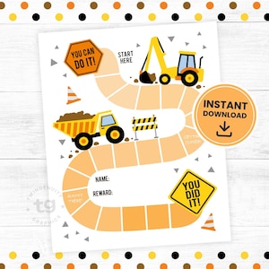 Tableau imprimable des récompenses de construction, tableau de récompenses de construction pour enfants, tableau de comportement de construction, tableau de récompenses, garçon, motivant, NUMÉRIQUE