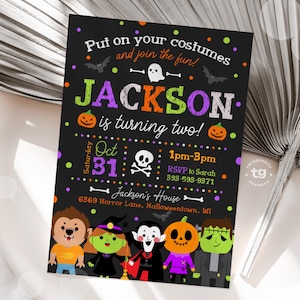 Halloween Birthday Invitation, Halloween Costume Invite Kids, Costume party Invite , Halloween Party Invitation, Pumpkin, Ghosts, DIGITAL