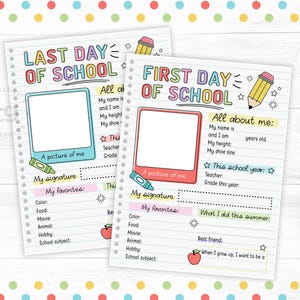 First and Last Day Of School Printable, Back to School Questionnaire Notebook, First week of School All About Me Interview, Memory Keepsake